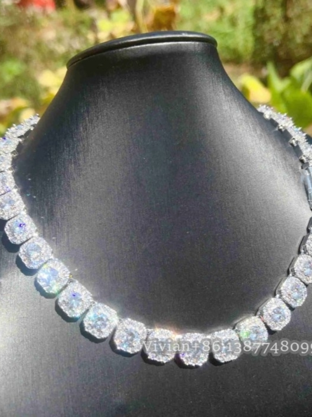 White Moissanite Tennis Necklace - 18 Inch VVS1 Passes Diamond Tester